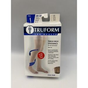 Truform 0866-S Thigh High Compression Stockings 20-30 mmHg Small Beige Open Toe
